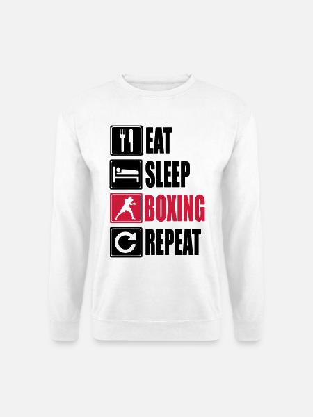 Eat-Sleep-Boxing-Repeat - Unisex Pullover - Weiß