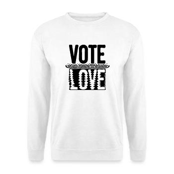 Vote Love - Unisex Pullover - Weiß - Vorne - Alina (178cm) & Michal (187cm)