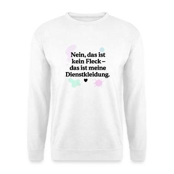 Das ist kein Fleck! (schwarz & bunt) - Unisex Pullover - Weiß - Vorne - Alina (178cm) & Michal (187cm)