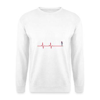 Liebespaar Herzschlag - Unisex Pullover - Weiß - Vorne - Alina (178cm) & Michal (187cm)