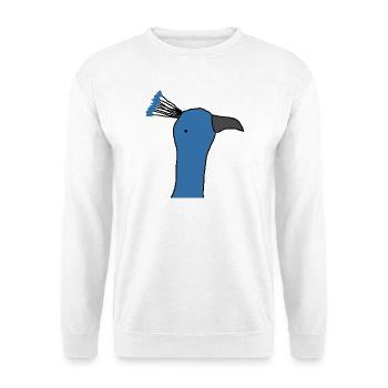 Pfau - Unisex Pullover - Weiß - Vorne - Alina (178cm) & Michal (187cm)