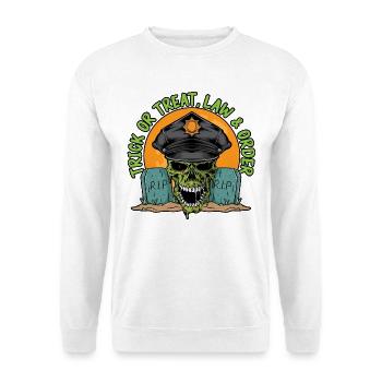 Süßes oder Saures, Ordnungshüter Halloween - Unisex Pullover - Weiß - Vorne - Alina (178cm) & Michal (187cm)