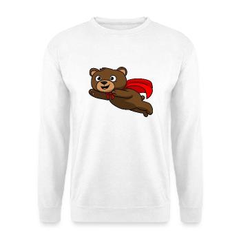 Super Bär Held - Unisex Pullover - Weiß - Vorne - Alina (178cm) & Michal (187cm)