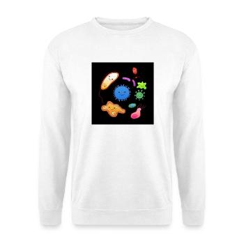 Bakterien Maske Biologe Mikrobiom Biologie - Unisex Pullover - Weiß - Vorne - Alina (178cm) & Michal (187cm)