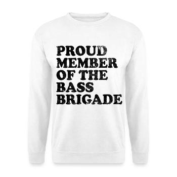 Proud Member of the Bass Brigade - schwarz - Unisex Pullover - Weiß - Vorne - Alina (178cm) & Michal (187cm)