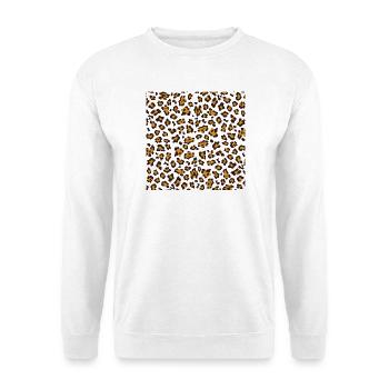 Leoparden Gesichtsmaske - Leo Muster Tiger - Unisex Pullover - Weiß - Vorne - Alina (178cm) & Michal (187cm)