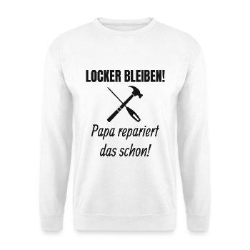 Papa Handwerker Spruch - Unisex Pullover - Weiß - Vorne - Alina (178cm) & Michal (187cm)