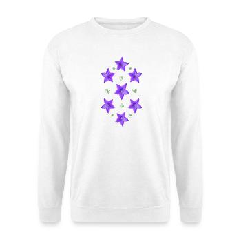 lila Blume - Glockenblume - Unisex Pullover - Weiß - Vorne - Alina (178cm) & Michal (187cm)
