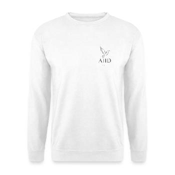 Hospizbewegung Gera - Flying Dove schwarz - Unisex Pullover - Weiß - Vorne - Alina (178cm) & Michal (187cm)