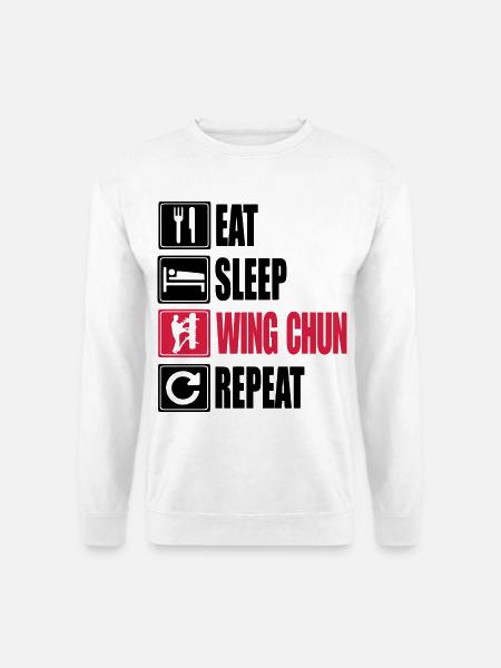 Eat-Sleep-WingChun-Repeat - Unisex Pullover - Weiß