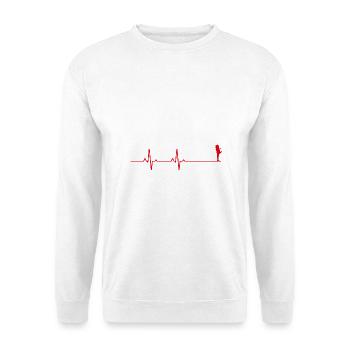 Liebespaar Herzschlag - Unisex Pullover - Weiß - Vorne - Alina (178cm) & Michal (187cm)