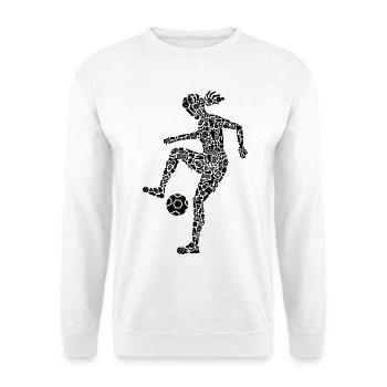 Fußball Spielerin Symbole Frauen Fußballspielerin - Unisex Pullover - Weiß - Vorne - Alina (178cm) & Michal (187cm)