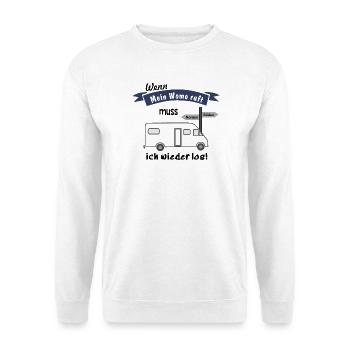 wenn mein womo ruft muss ich wieder los - Unisex Pullover - Weiß - Vorne - Alina (178cm) & Michal (187cm)