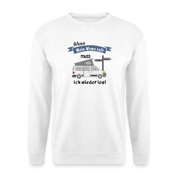 womo ruft campingbus - Unisex Pullover - Weiß - Vorne - Alina (178cm) & Michal (187cm)
