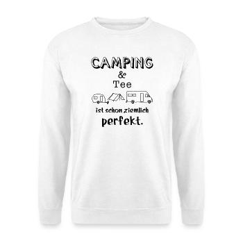 camping und tee - Unisex Pullover - Weiß - Vorne - Alina (178cm) & Michal (187cm)