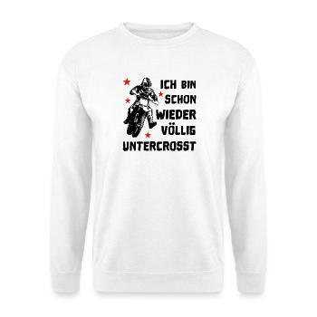 völlig untercrosst - Unisex Pullover - Weiß - Vorne - Alina (178cm) & Michal (187cm)