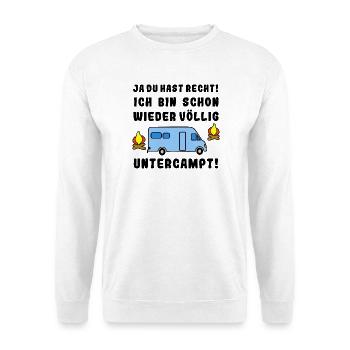 völlig untercampt womo - Unisex Pullover - Weiß - Vorne - Alina (178cm) & Michal (187cm)