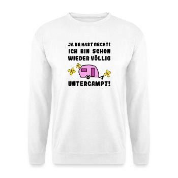 völlig untercampt wohnwagen - Unisex Pullover - Weiß - Vorne - Alina (178cm) & Michal (187cm)