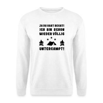völlig untercampt zelt - Unisex Pullover - Weiß - Vorne - Alina (178cm) & Michal (187cm)