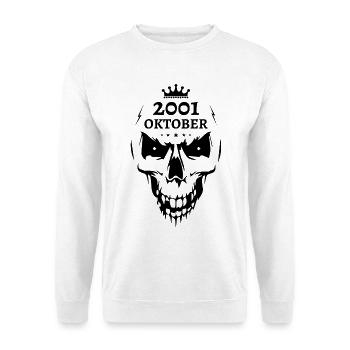 Oktober 2001 Totenkopf - Unisex Pullover - Weiß - Vorne - Alina (178cm) & Michal (187cm)