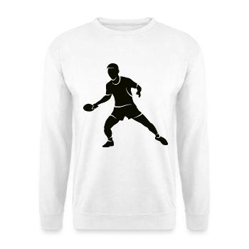 Tischtennis Silhouette Tischtennisspieler - Unisex Pullover - Weiß - Vorne - Alina (178cm) & Michal (187cm)