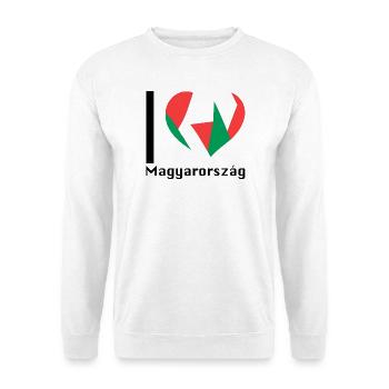 I love Magyarország - Ich liebe Ungarn - Unisex Pullover - Weiß - Vorne - Alina (178cm) & Michal (187cm)