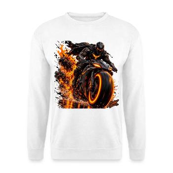 Feuersturm Motorradkrieger - Unisex Pullover - Weiß - Vorne - Alina (178cm) & Michal (187cm)