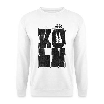 Kölner Design Karneval Souvenir Fasching Köln - Unisex Pullover - Weiß - Vorne - Alina (178cm) & Michal (187cm)