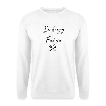 I'm hungry feed me - Unisex Pullover - Weiß - Vorne - Alina (178cm) & Michal (187cm)