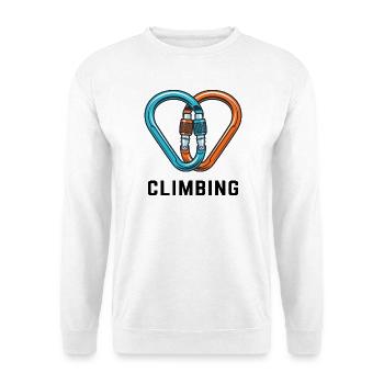 Klettern Karabiner Herz - Unisex Pullover - Weiß - Vorne - Alina (178cm) & Michal (187cm)