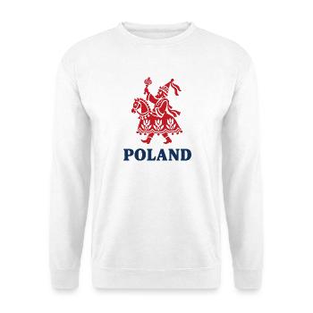 Polnische Lajkonik Volkskunst - Unisex Pullover - Weiß - Vorne - Alina (178cm) & Michal (187cm)