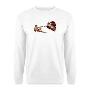 Die Erschaffung des Boxers - Unisex Pullover - Weiß - Vorne - Alina (178cm) & Michal (187cm)