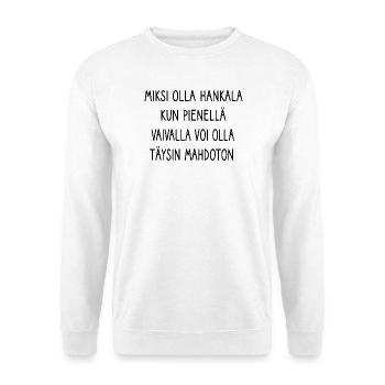 Miksi Olla Hankala - Unisex Pullover - Weiß - Vorne - Alina (178cm) & Michal (187cm)