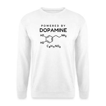 Angetrieben von Dopaminmolekül - Unisex Pullover - Weiß - Vorne - Alina (178cm) & Michal (187cm)