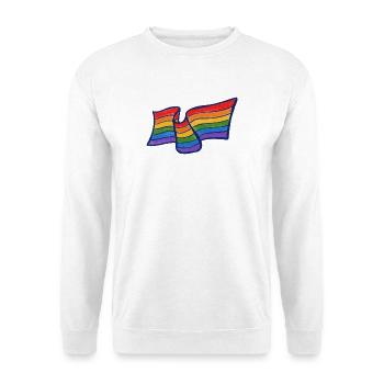 Fließende Regenbogen-Pride-Flagge - Unisex Pullover - Weiß - Vorne - Alina (178cm) & Michal (187cm)