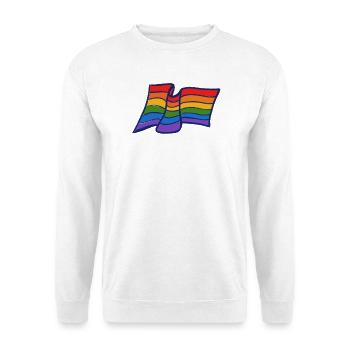 Stolz Regenbogenwelle - Unisex Pullover - Weiß - Vorne - Alina (178cm) & Michal (187cm)