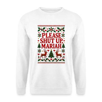 Lustiger Anti-Weihnachts-Kreuzstich hässlicher Pullover Des - Unisex Pullover - Weiß - Vorne - Alina (178cm) & Michal (187cm)