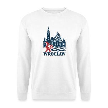 Wroclaw Zwerg und Rathaus - Unisex Pullover - Weiß - Vorne - Alina (178cm) & Michal (187cm)