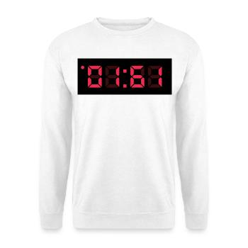 01:61 - TIME BLOCK - Unisex Pullover - Weiß - Vorne - Alina (178cm) & Michal (187cm)