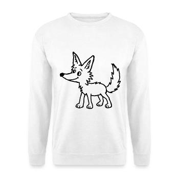 Kindliche Wolf-Kritzelei - Unisex Pullover - Weiß - Vorne - Alina (178cm) & Michal (187cm)