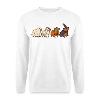 Spooky Capybara Retro Vintage Halloween Geist - Unisex Pullover - Weiß - Vorne - Alina (178cm) & Michal (187cm)