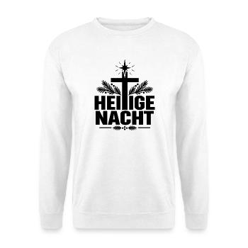 Heilige Nacht Kreuzstern - Unisex Pullover - Weiß - Vorne - Alina (178cm) & Michal (187cm)