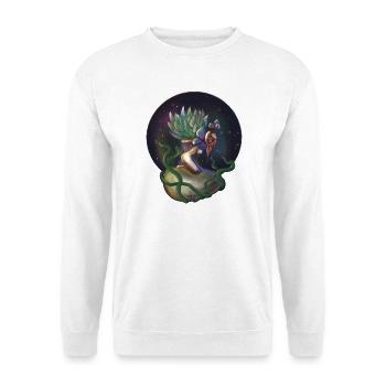 Helle Nymphe Sukkulentenpflanze - Unisex Pullover - Weiß - Vorne - Alina (178cm) & Michal (187cm)