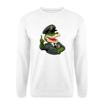 Krokodil Polizist - Unisex Pullover - Weiß - Vorne - Alina (178cm) & Michal (187cm)