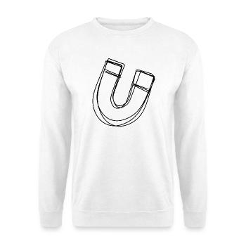 Magnet handgezeichnet - Unisex Pullover - Weiß - Vorne - Alina (178cm) & Michal (187cm)