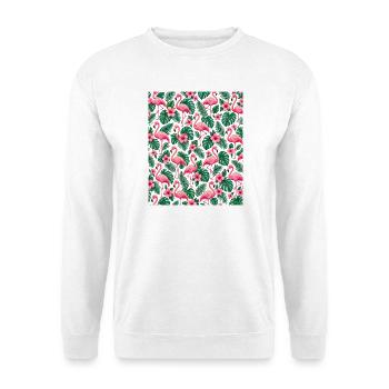 Niedlicher Flamingo Süße Flamingos - Unisex Pullover - Weiß - Vorne - Alina (178cm) & Michal (187cm)