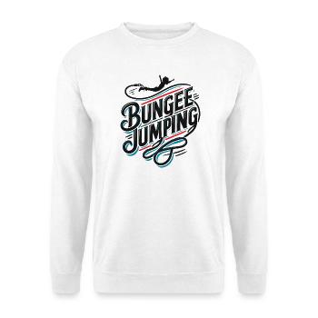  Bungee Jumper Geschenkidee, Bungy Jumps, Bungee - Unisex Pullover - Weiß - Vorne - Alina (178cm) & Michal (187cm)