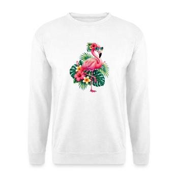 Niedlicher Flamingo Süße Flamingos - Unisex Pullover - Weiß - Vorne - Alina (178cm) & Michal (187cm)
