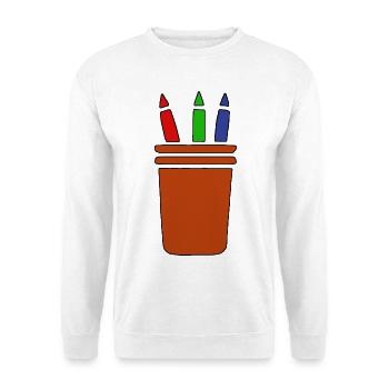 Buntstifte im Topf - Unisex Pullover - Weiß - Vorne - Alina (178cm) & Michal (187cm)