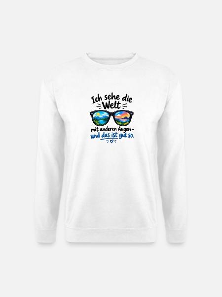 Weltblick in Sonnenbrille - Unisex Pullover - Weiß